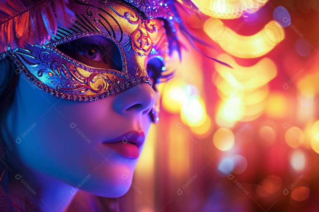 Uma linda mulher retratada como uma rainha do carnaval