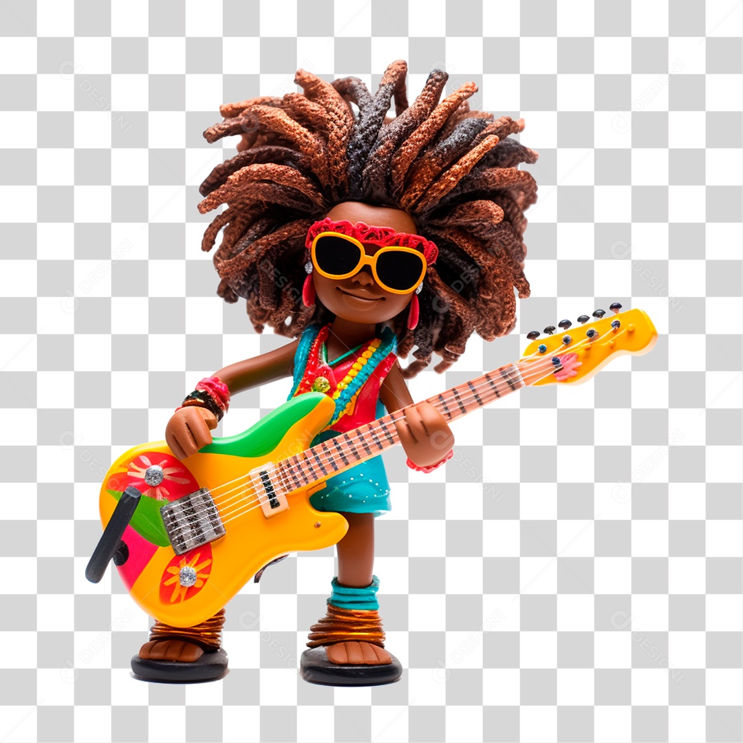 Desenho Cartoon Homem Tocando Guitarra PNG Transparente