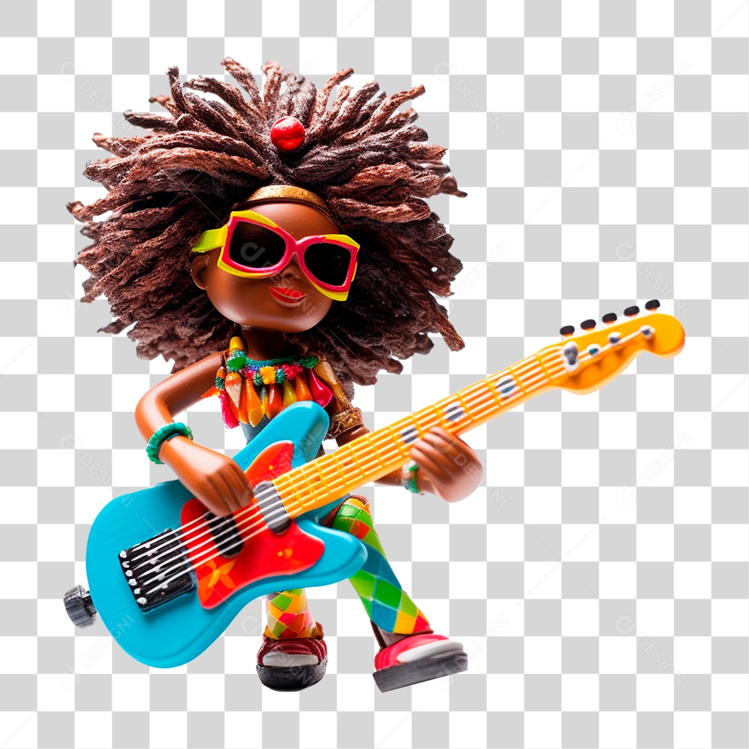 Desenho Cartoon Homem Tocando Guitarra PNG Transparente