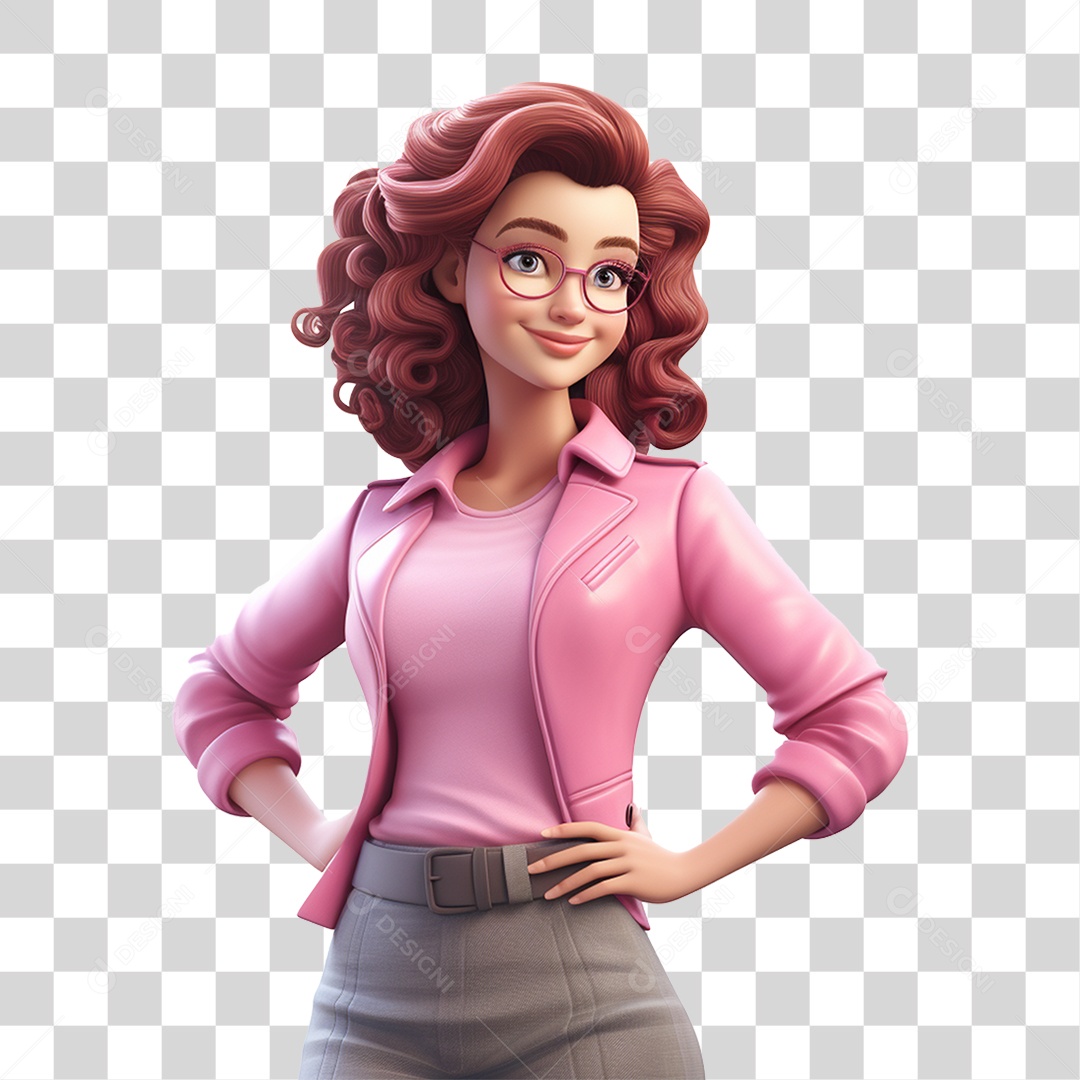 Mulher com Roupa Rosa PNG Transparente