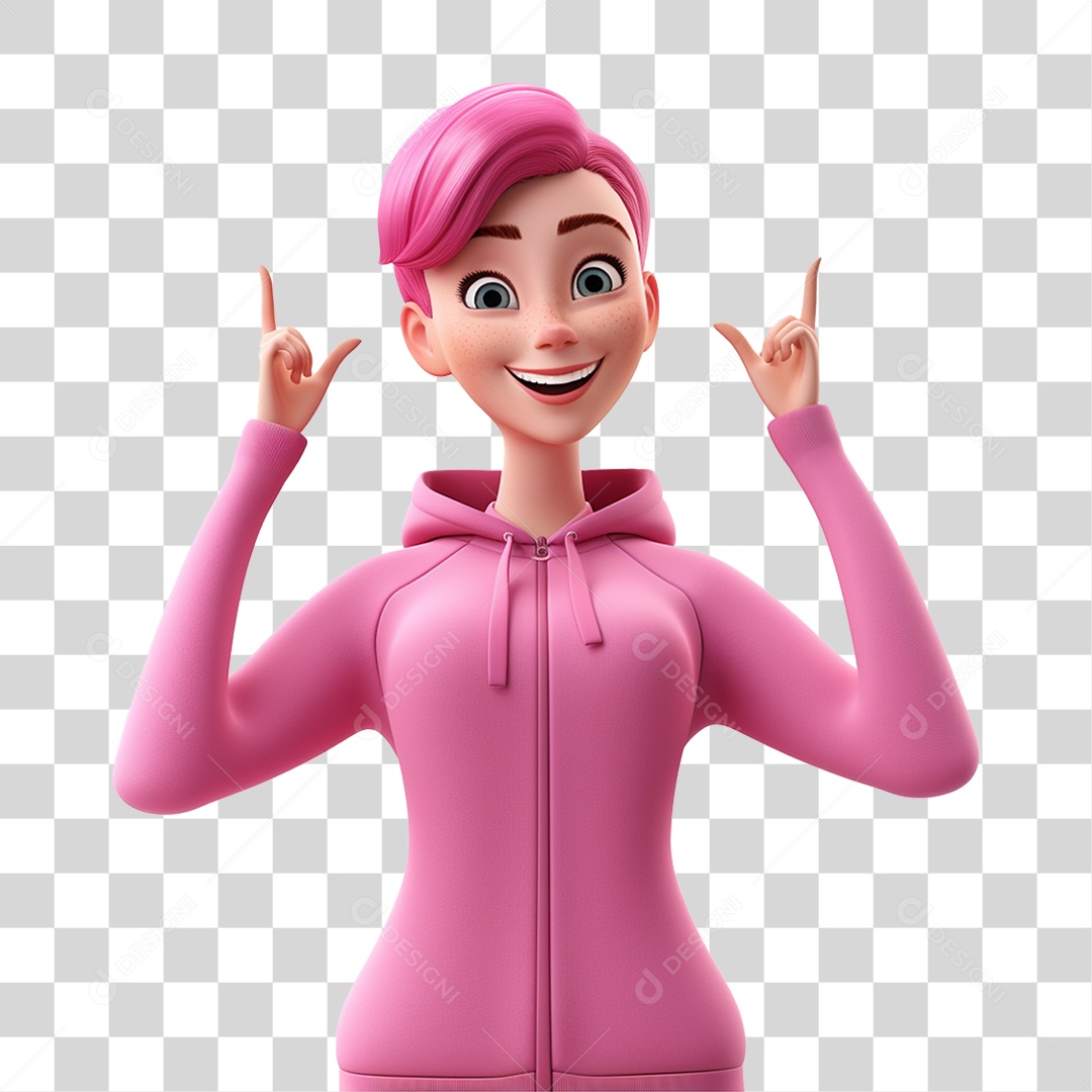 Mulher com Roupa Rosa PNG Transparente