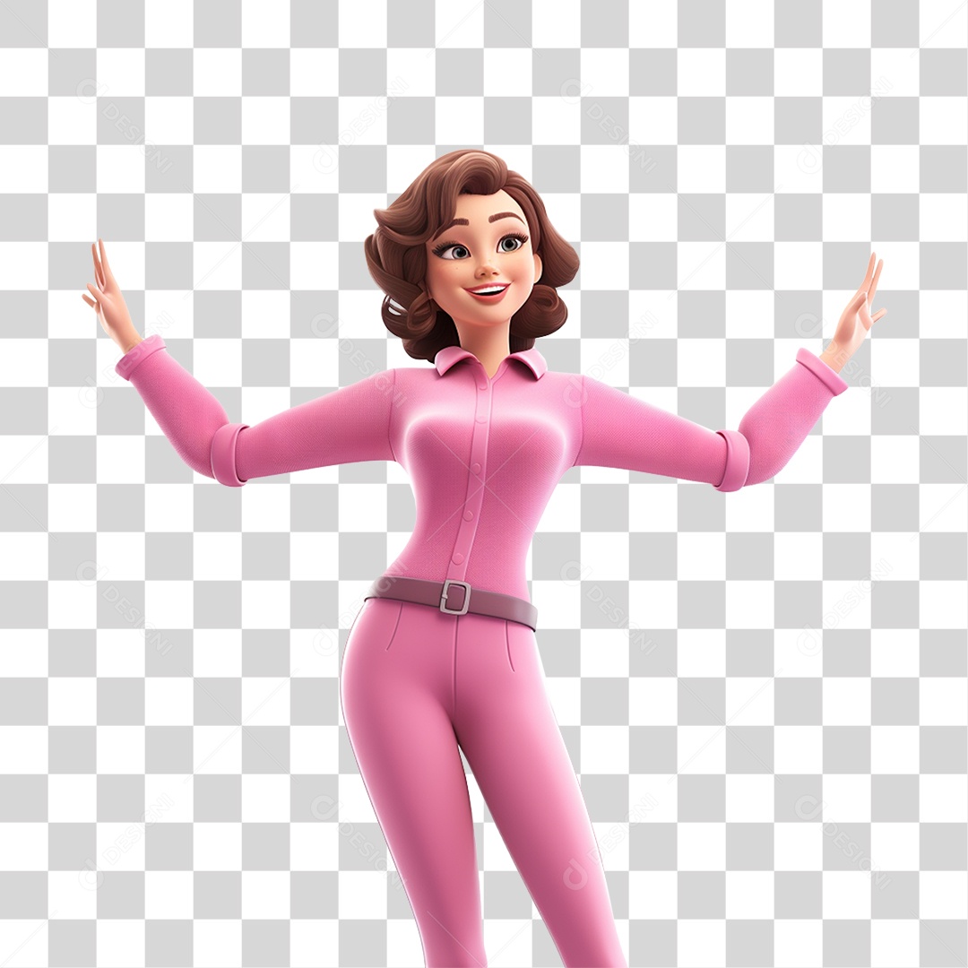 Mulher com Roupa Rosa PNG Transparente