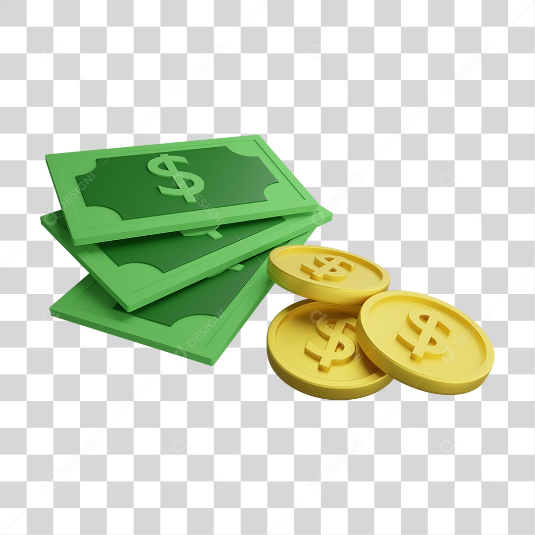Elemento 3D Dinheiro Para Composição PNG Transparente
