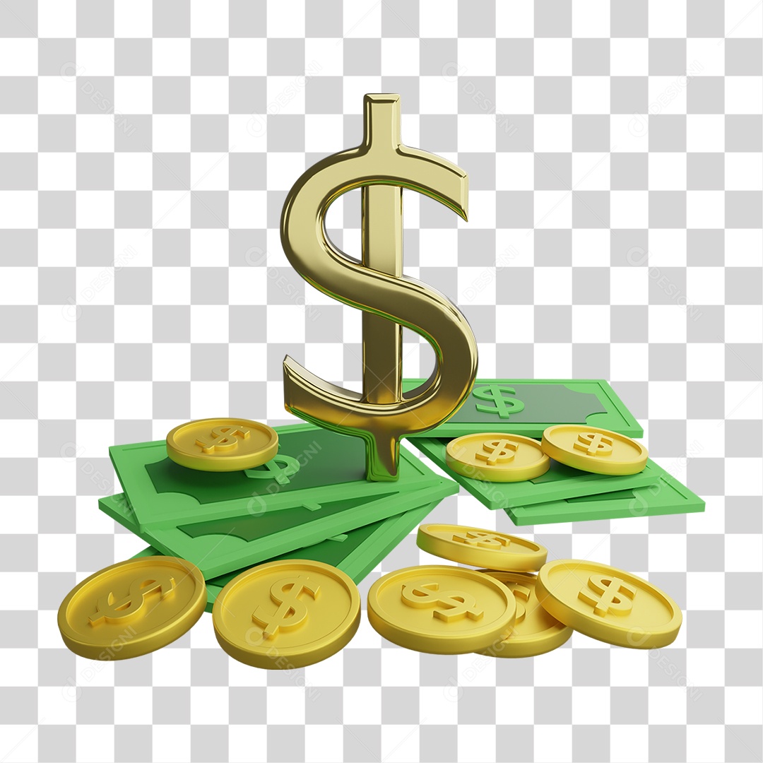 Elemento 3D Dinheiro Moedas PNG Transparente