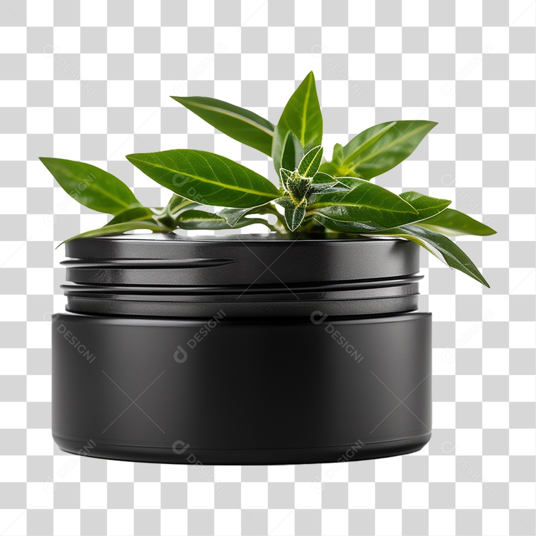 Muda de Planta em Recipiente Preto PNG Transparente