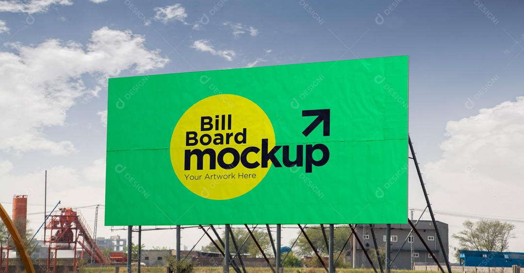 Mockup Placa De Outdoor Frente PSD Editável