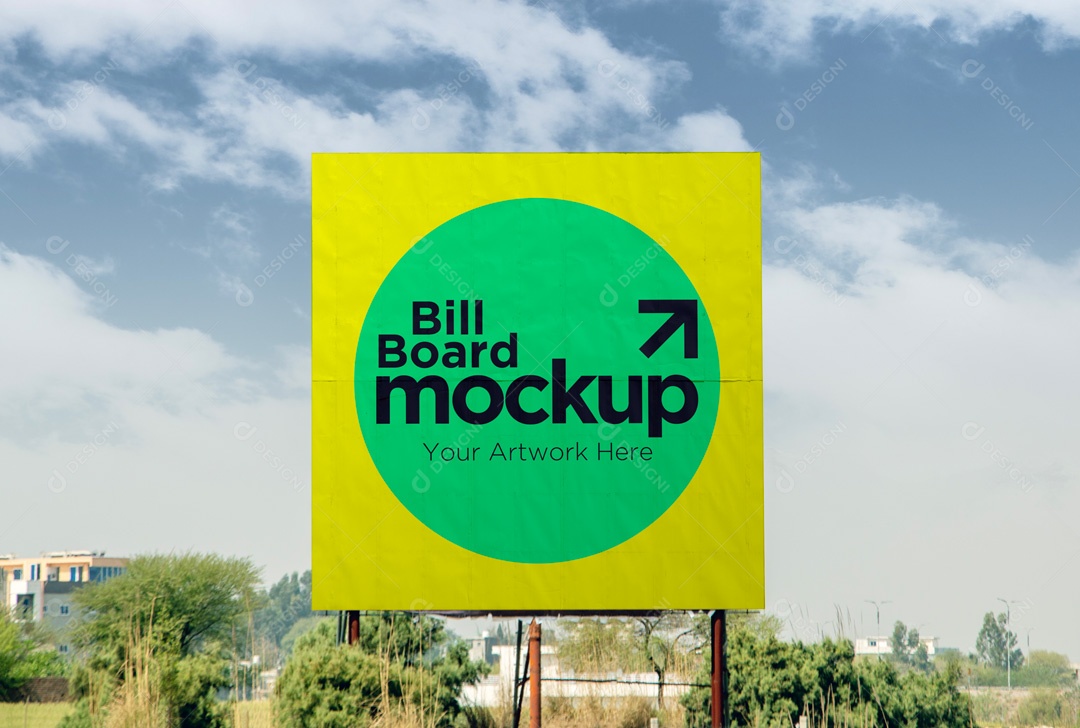 Mockup Placa De Outdoor Frente PSD Editável