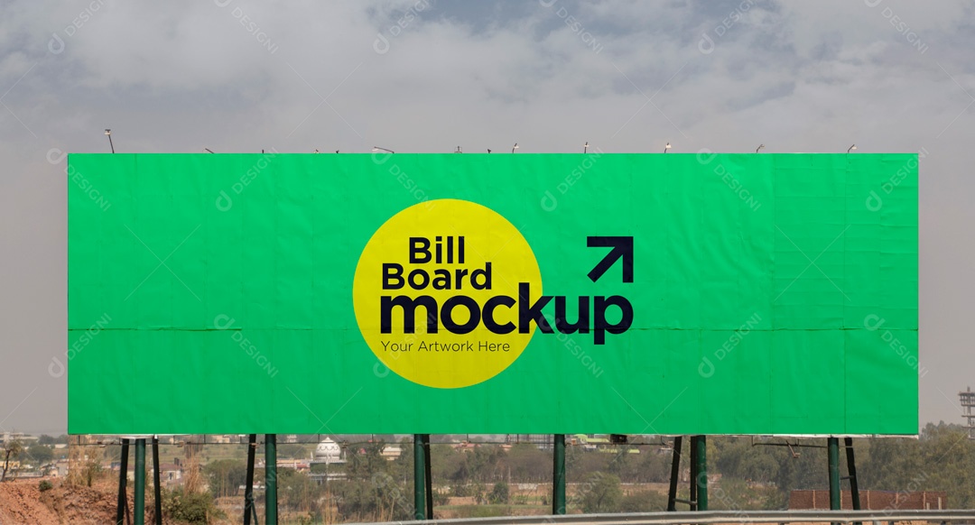 Mockup Placa De Outdoor Frente PSD Editável