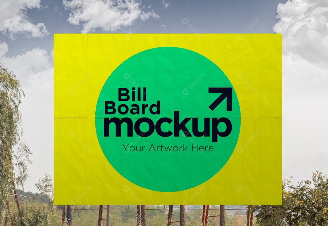 Mockup Placa De Outdoor Frente PSD Editável