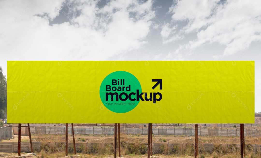 Mockup Placa De Outdoor Frente PSD Editável