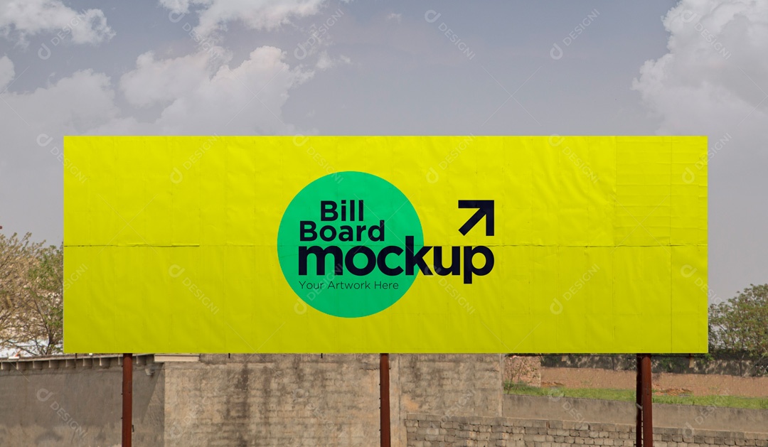 Mockup Placa De Outdoor Frente PSD Editável