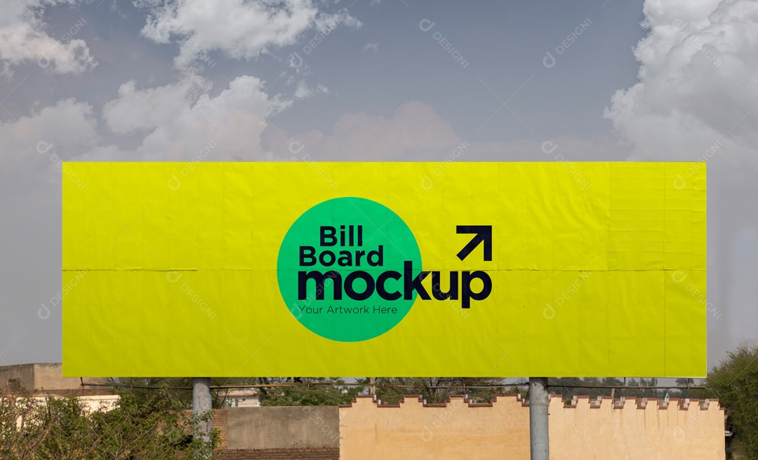 Mockup Placa De Outdoor Frente PSD Editável