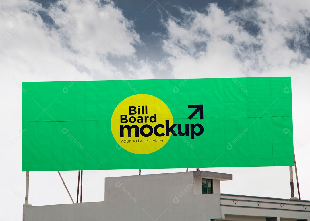 Mockup Placa De Outdoor Frente PSD Editável