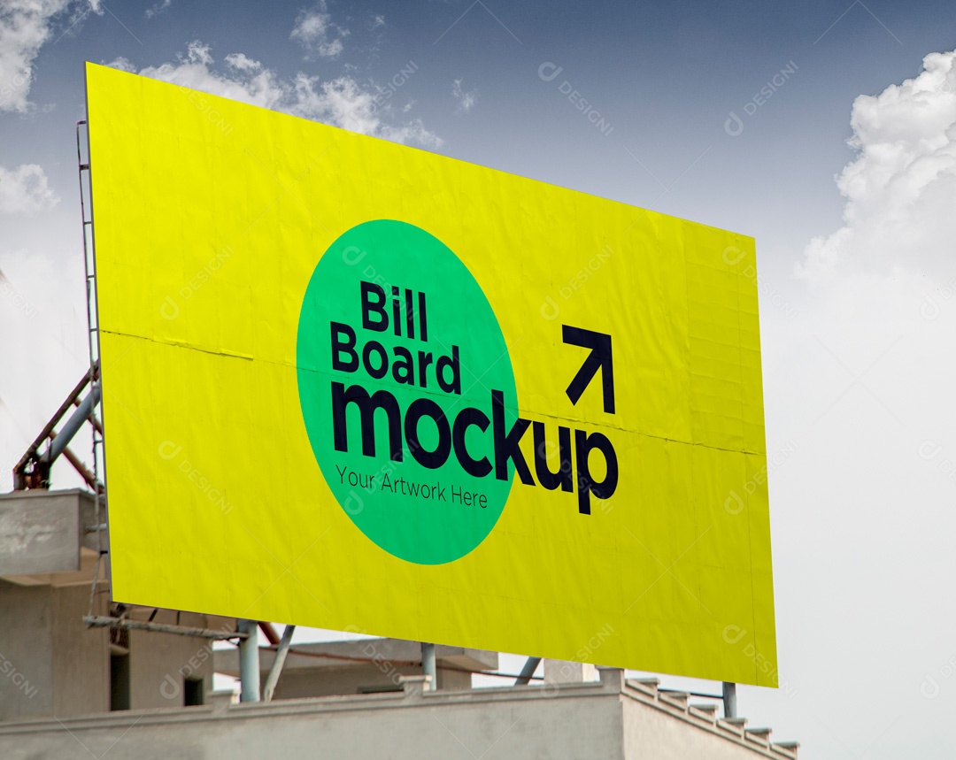 Mockup Placa De Outdoor Lateral PSD Editável