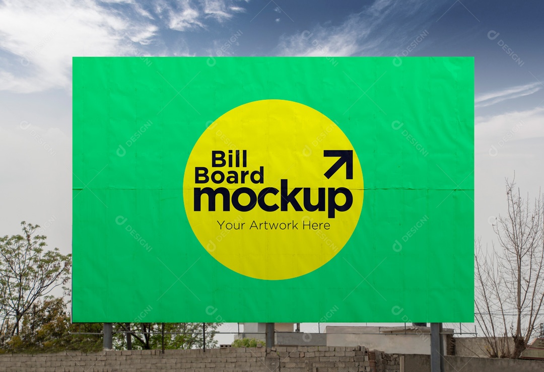 Mockup Placa De Outdoor Frente PSD Editável