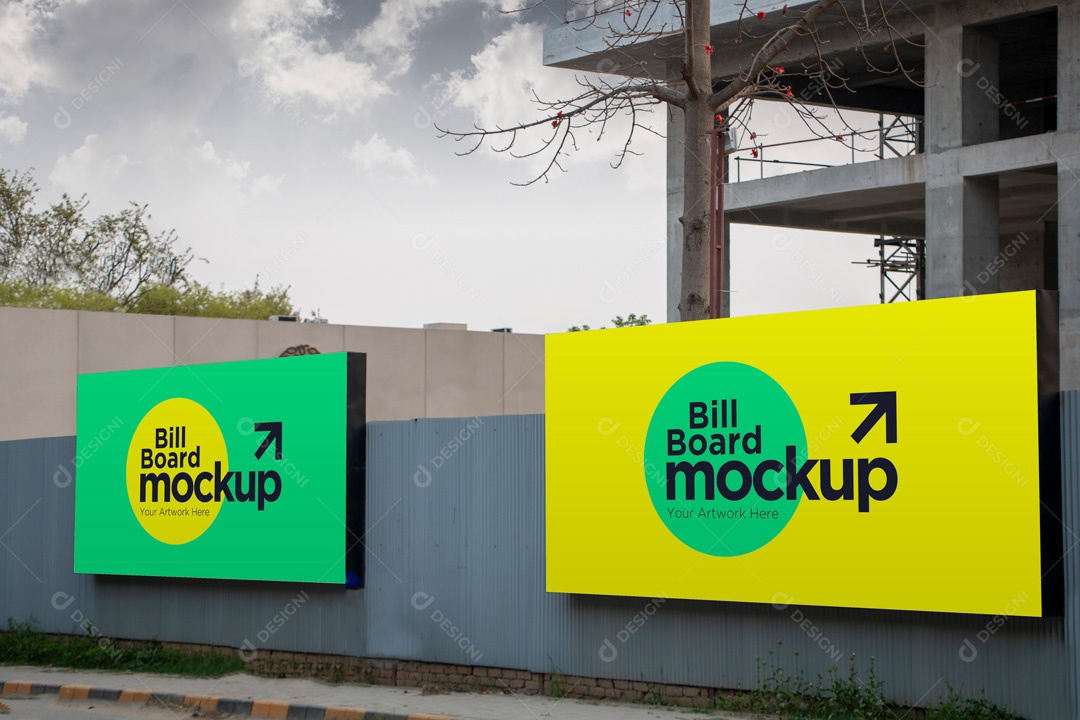 Mockup 2 Placas De Outdoor PSD Editável