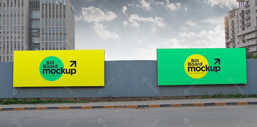 Mockup 2 Placas De Outdoor PSD Editável