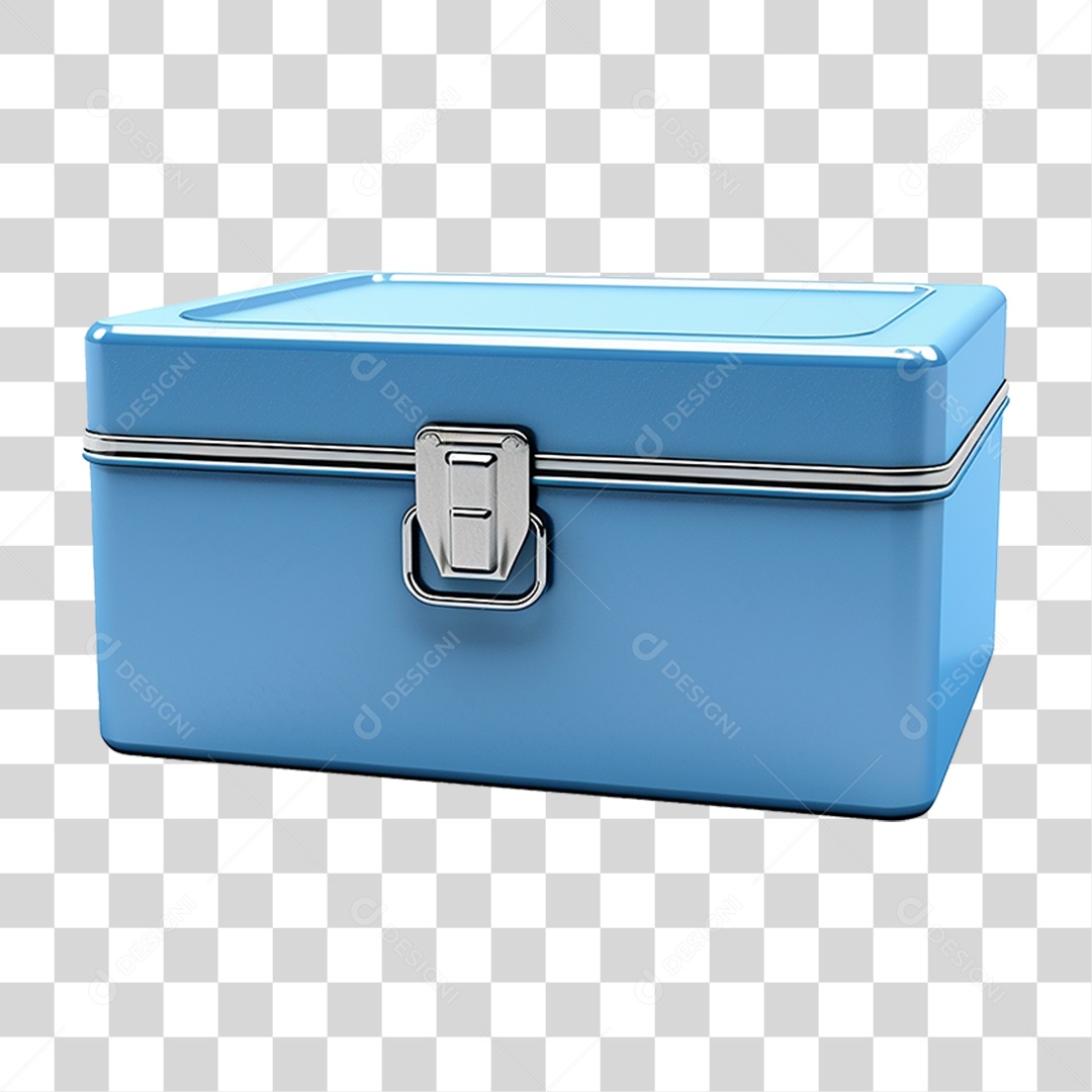 Caixa Azul de Metal PNG Transparente