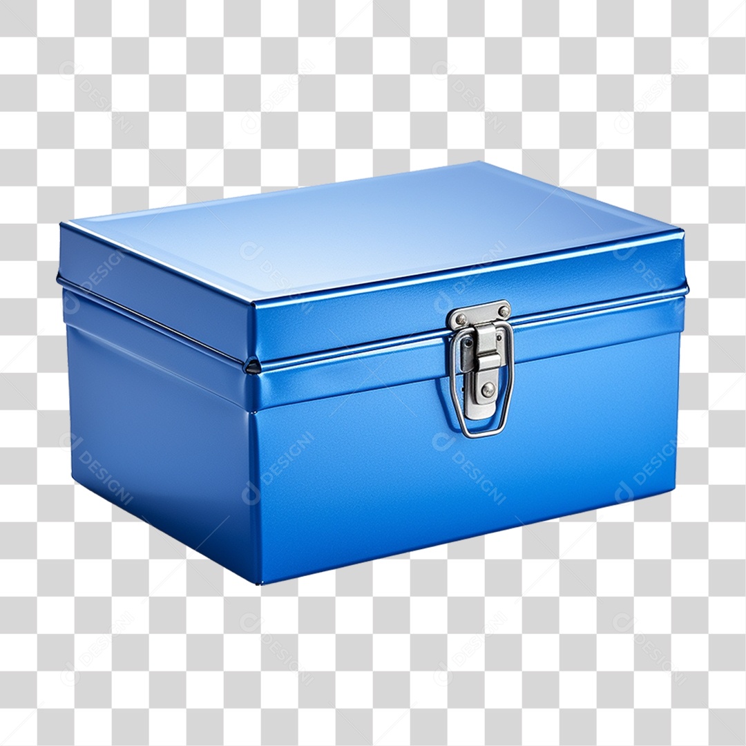 Caixa Azul de Metal PNG Transparente