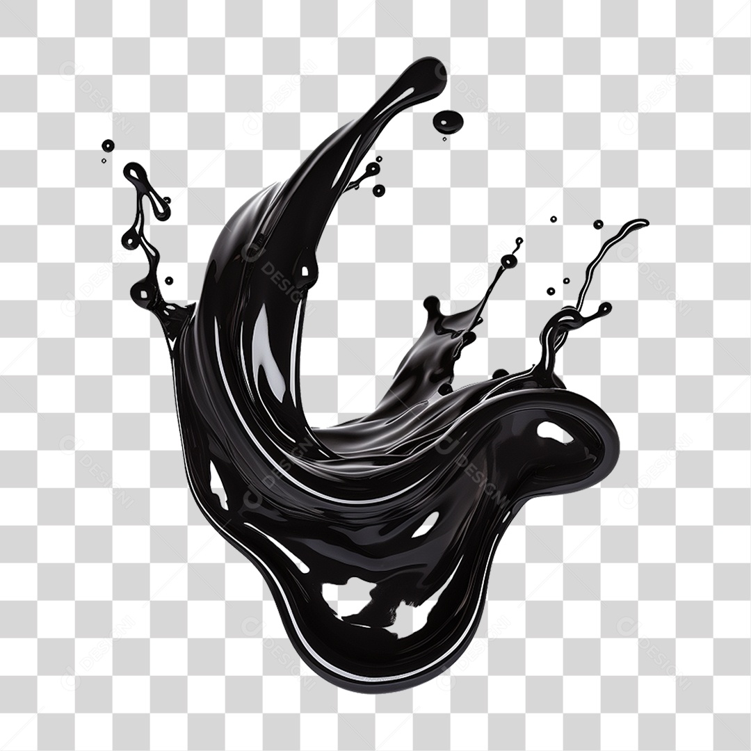 Splash de Líquido Preto PNG Transparente