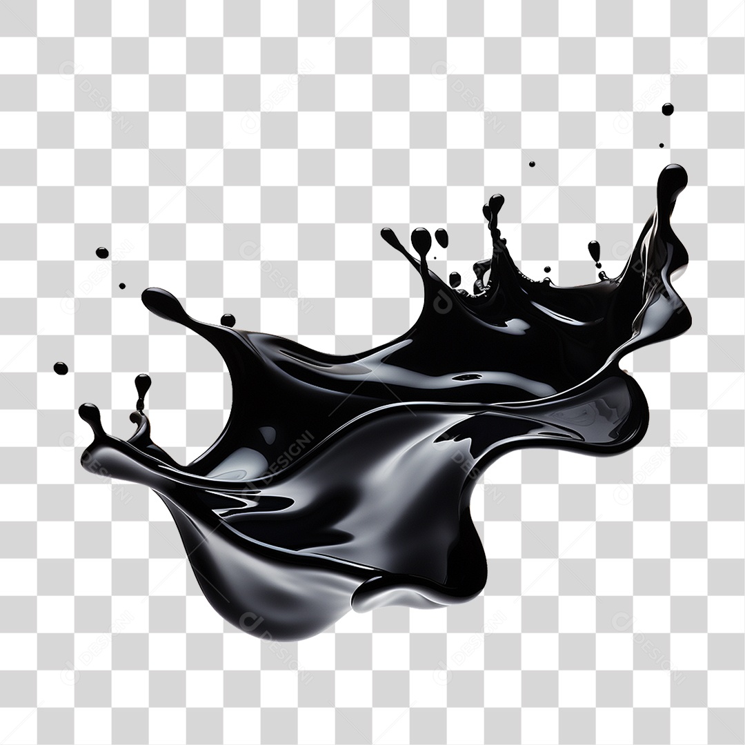 Splash de Líquido Preto PNG Transparente