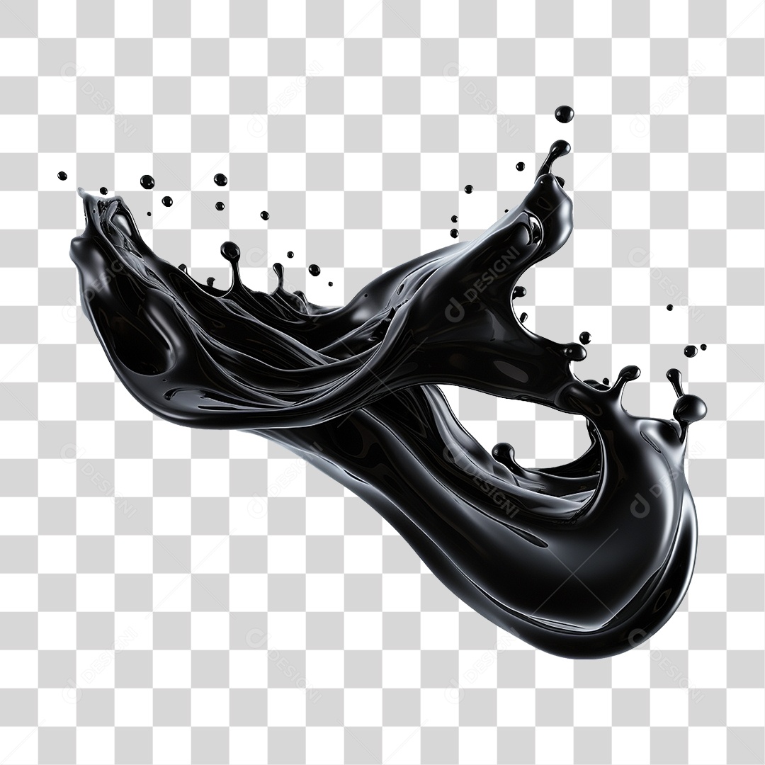 Splash de Líquido Preto PNG Transparente