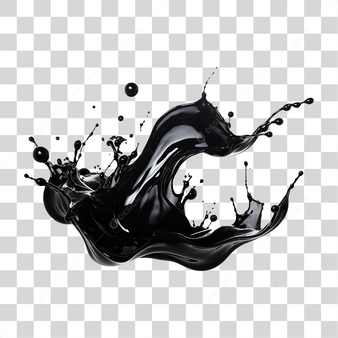 Splash de Líquido Preto PNG Transparente