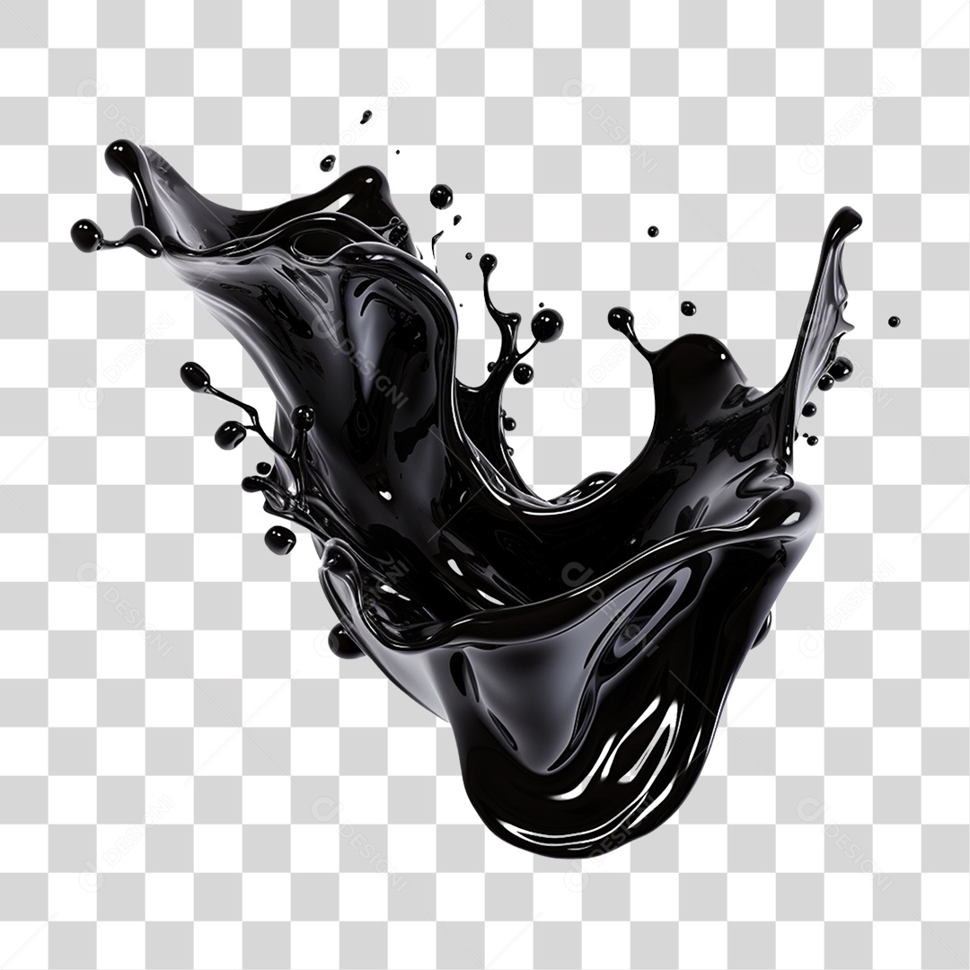 Splash de Líquido Preto PNG Transparente