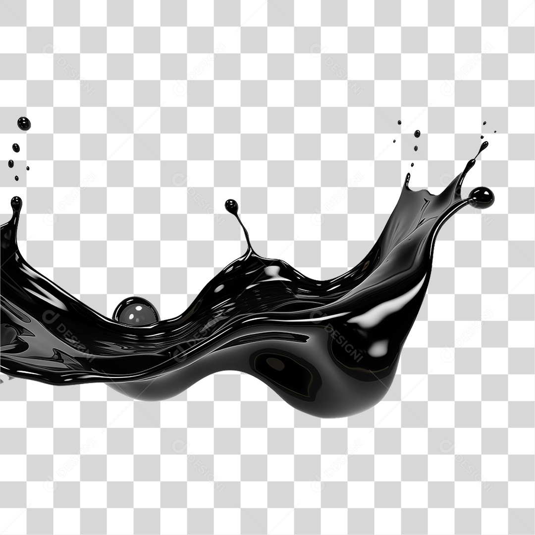 Splash de Líquido Preto PNG Transparente