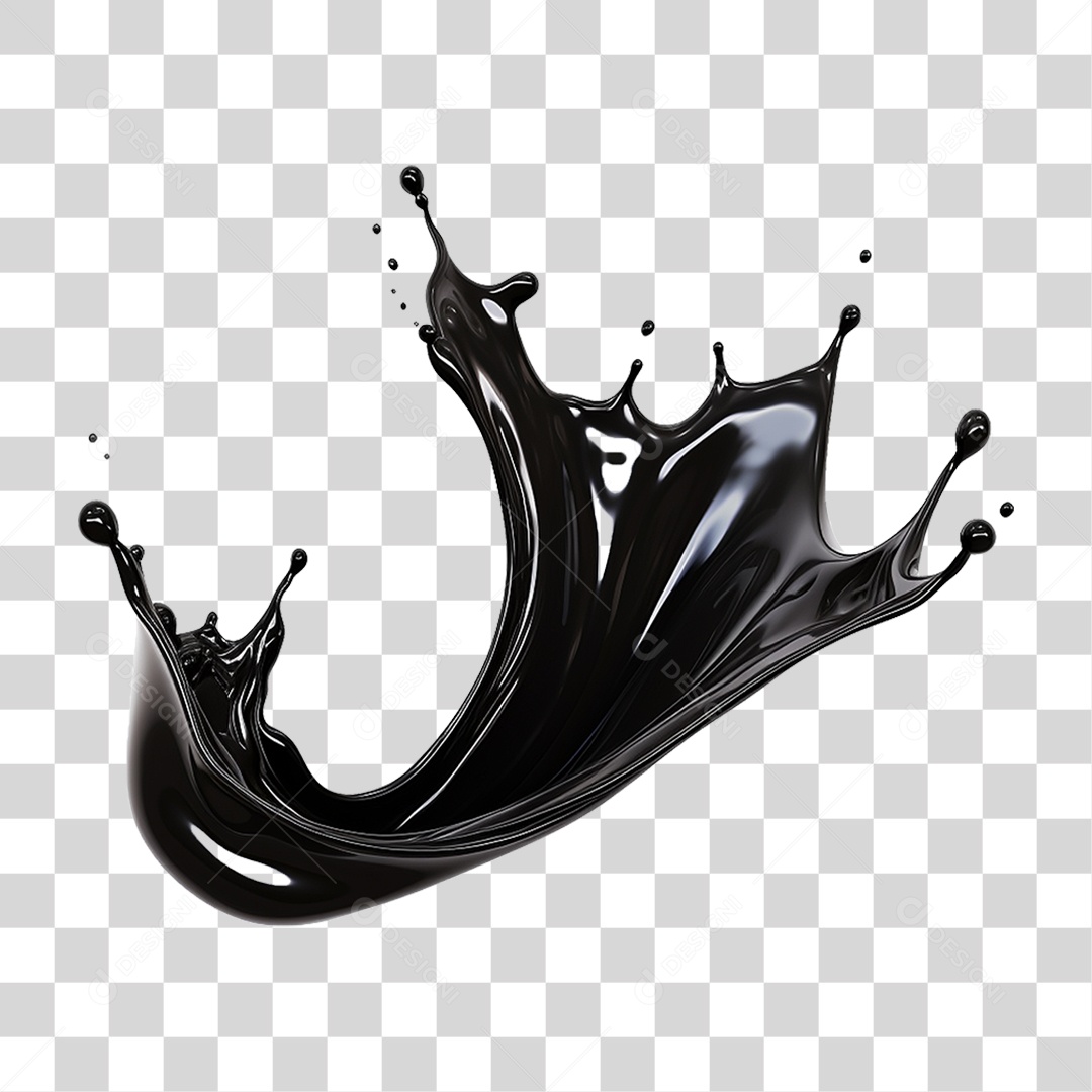 Splash de Líquido Preto PNG Transparente