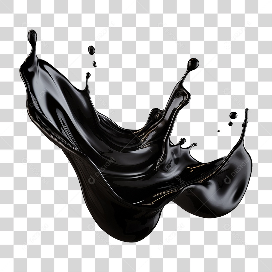 Splash de Líquido Preto PNG Transparente
