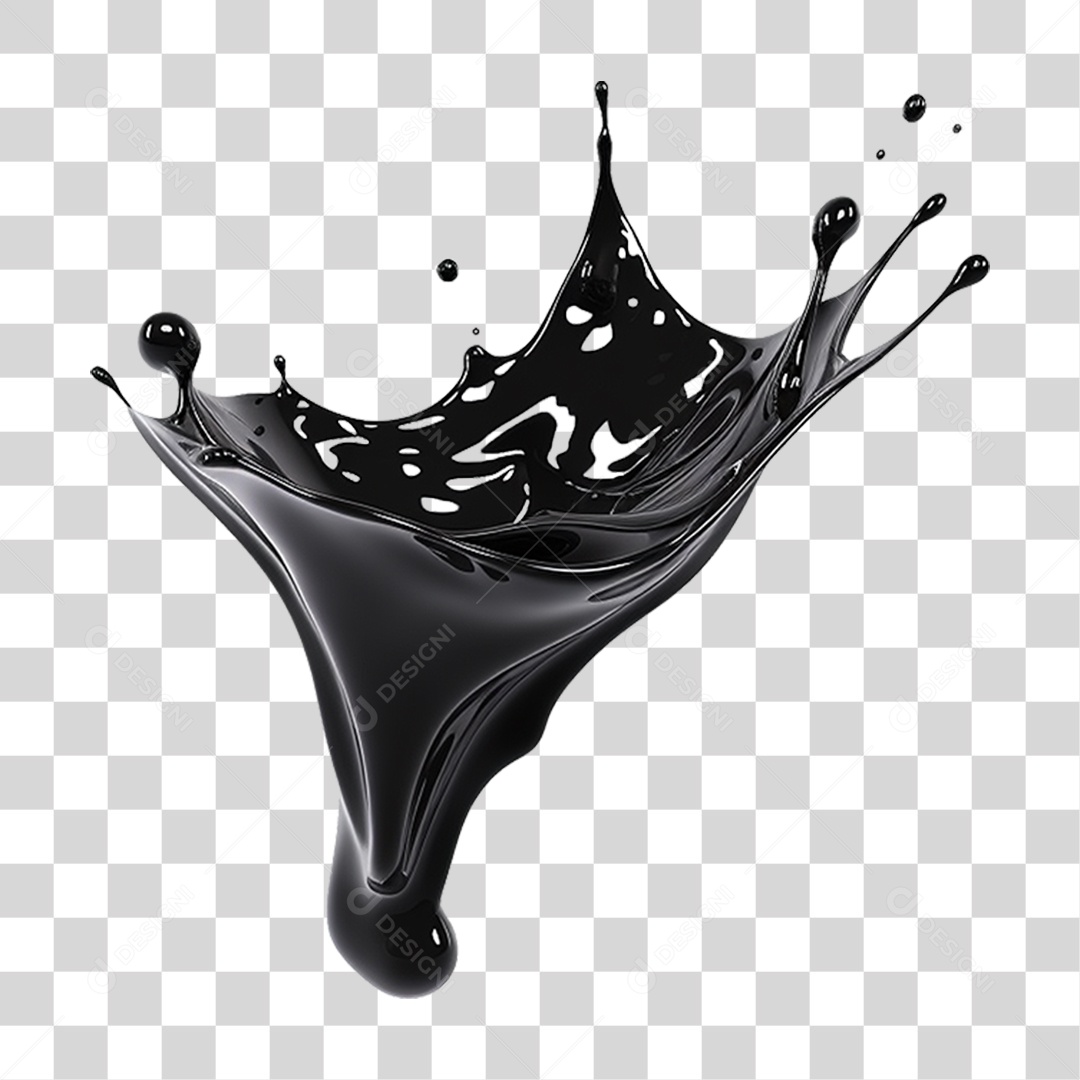 Splash de Líquido Preto PNG Transparente