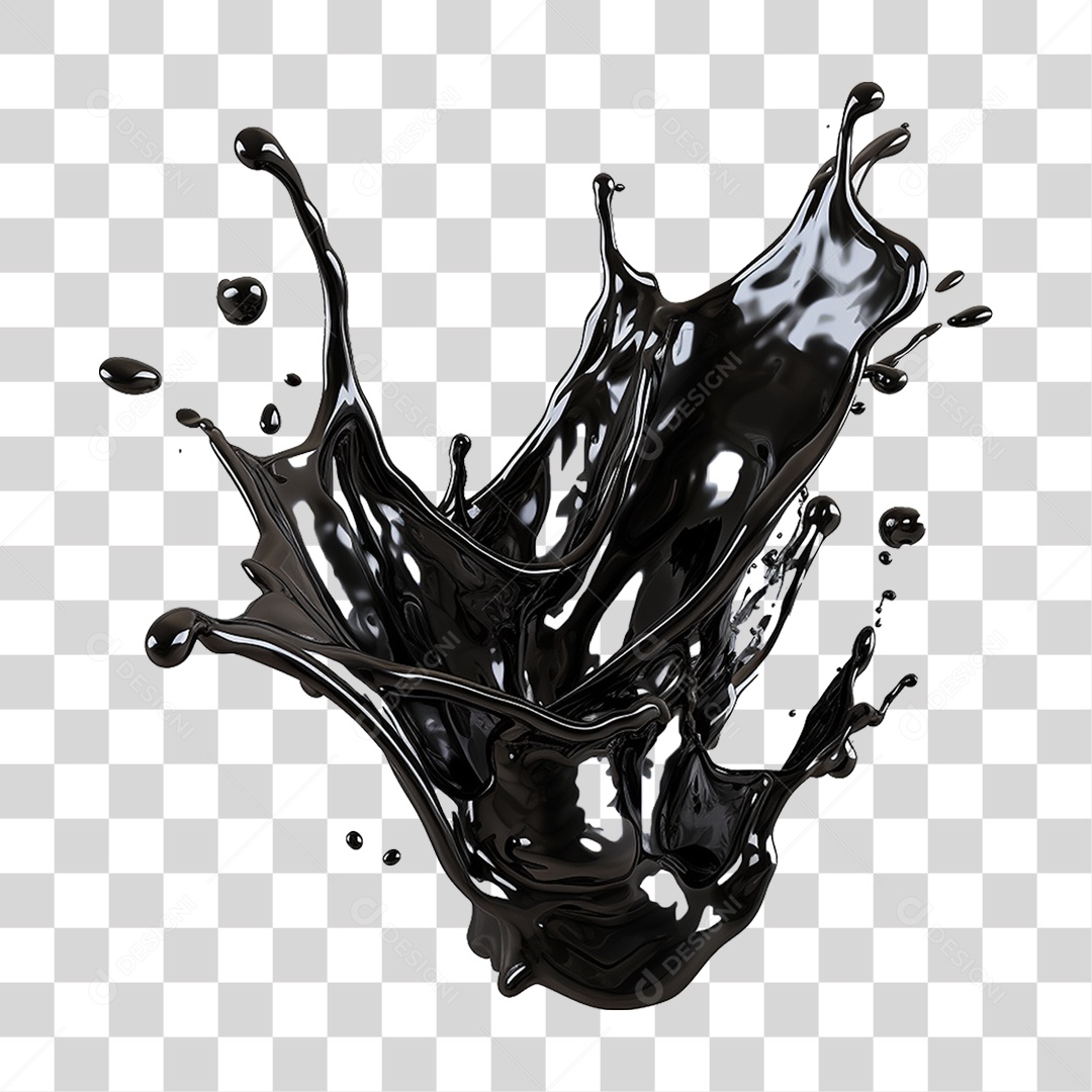 Splash de Líquido Preto PNG Transparente