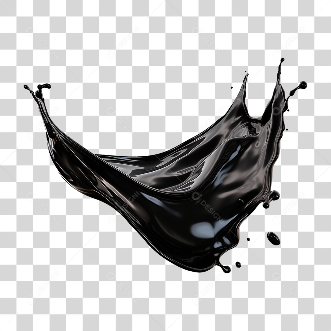 Splash de Liquido Preto PNG Transparente
