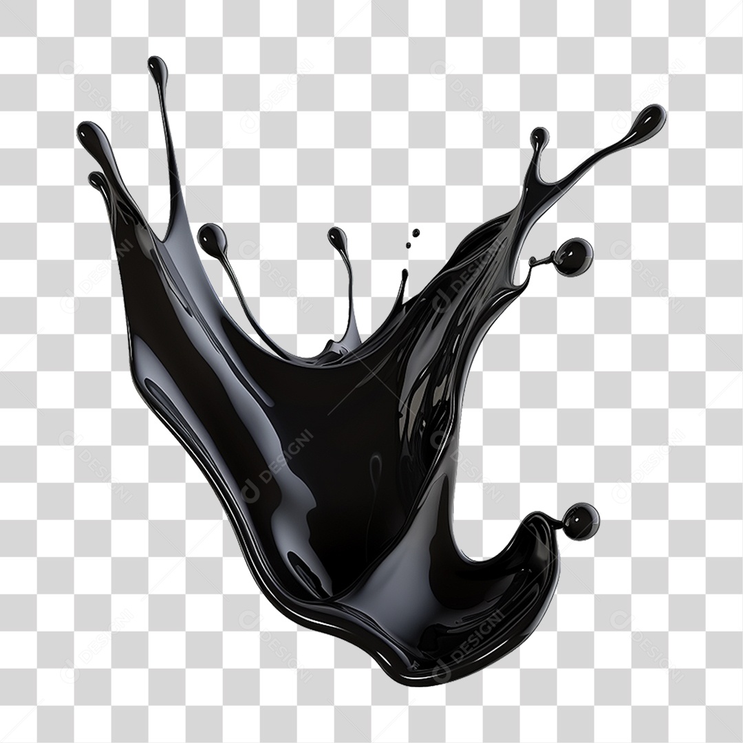 Splash de Liquido Preto PNG Transparente