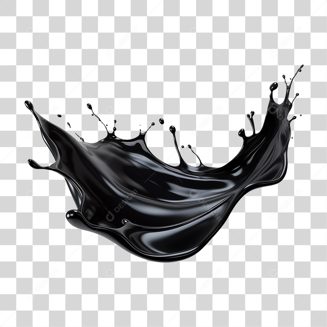 Splash de Liquido Preto PNG Transparente