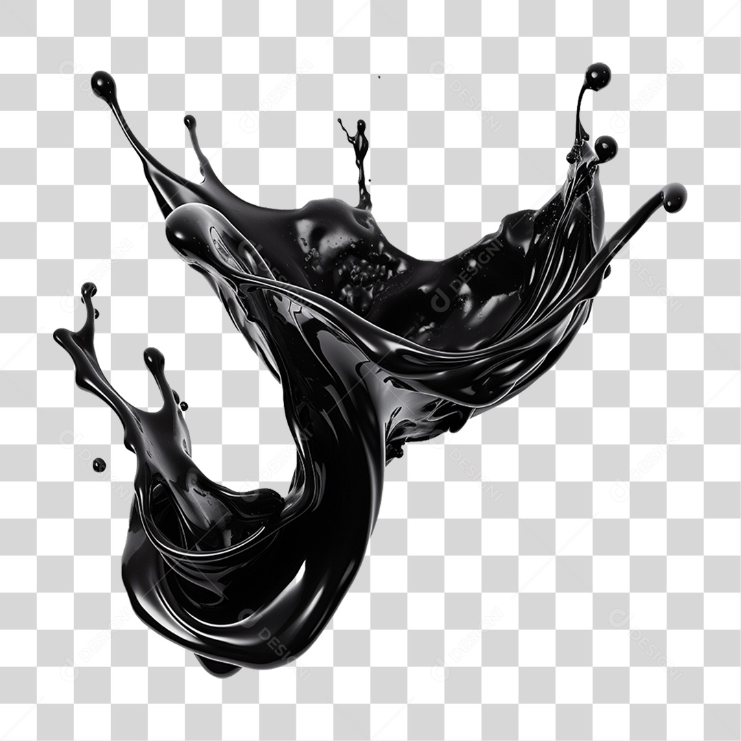 Splash de Liquido Preto PNG Transparente