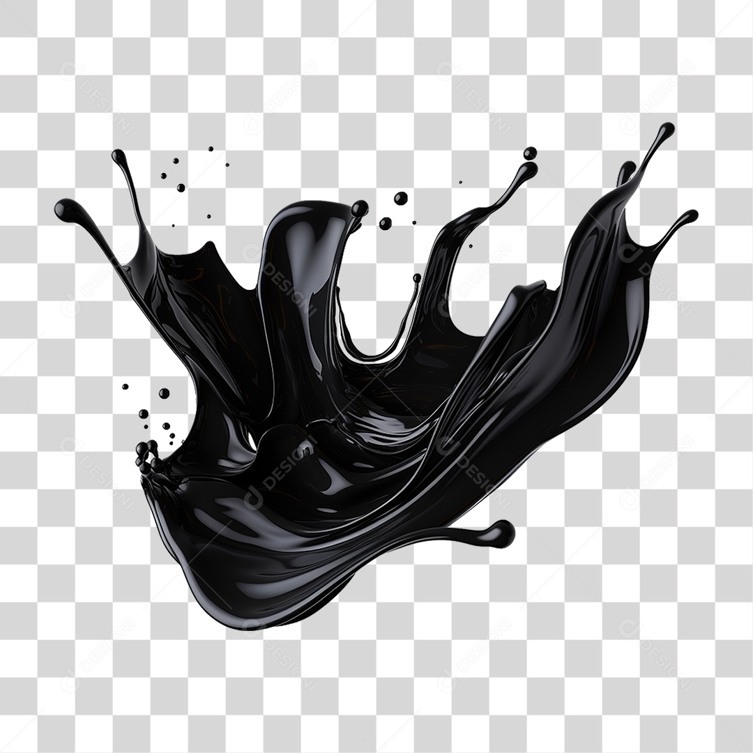 Splash de Liquido Preto PNG Transparente