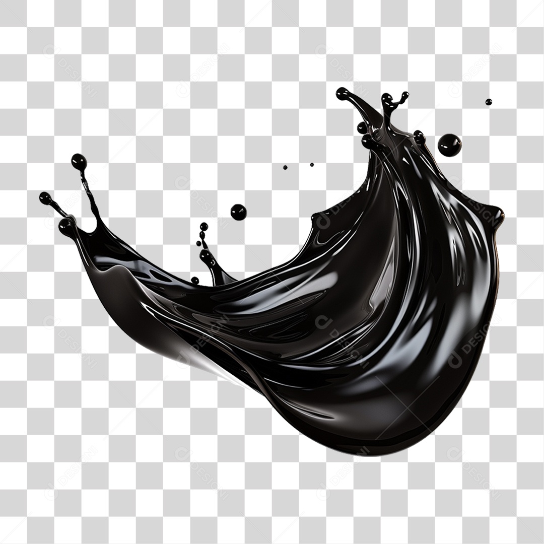 Splash de Liquido Preto PNG Transparente