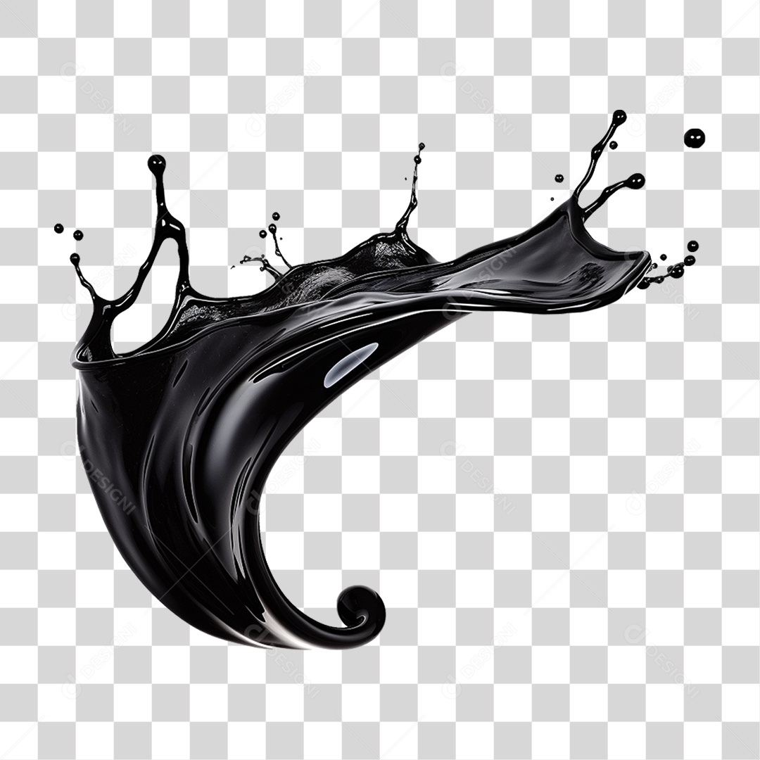 Splash de Liquido Preto PNG Transparente