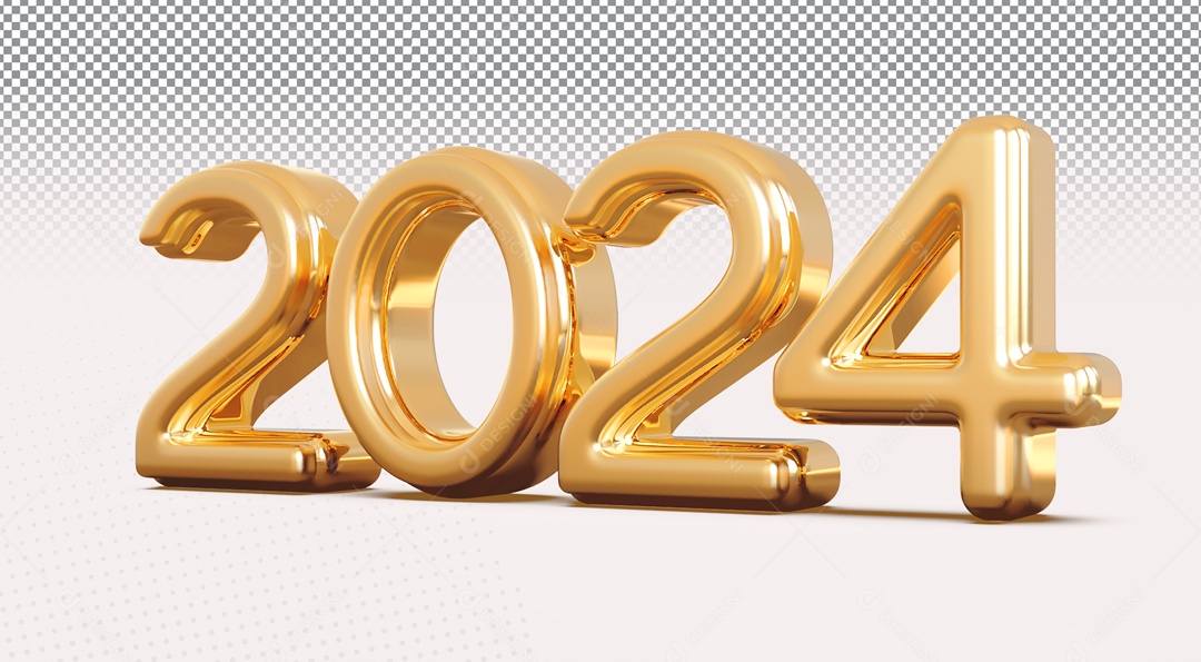 Número 3D 2024 Ano Novo para Composição PSD