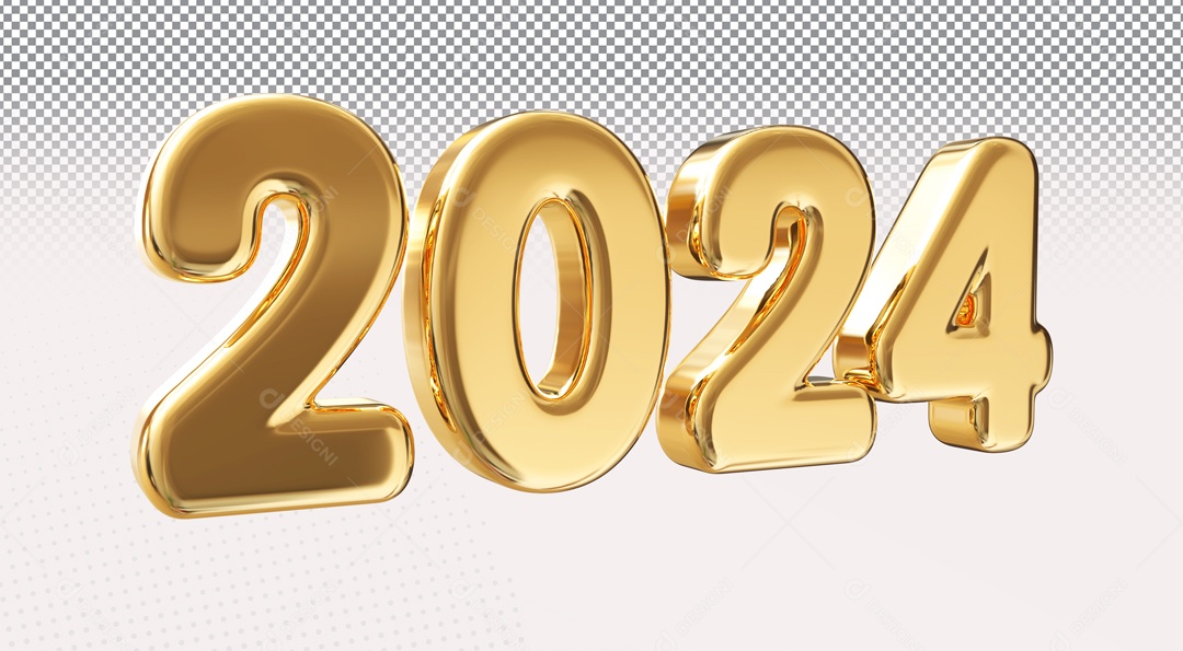 Número 3D 2024 Ano Novo para Composição PSD