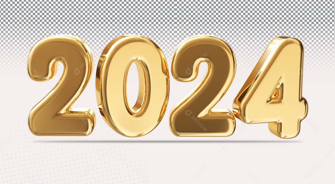 Número 3D 2024 de Ano Novo para Composição PSD
