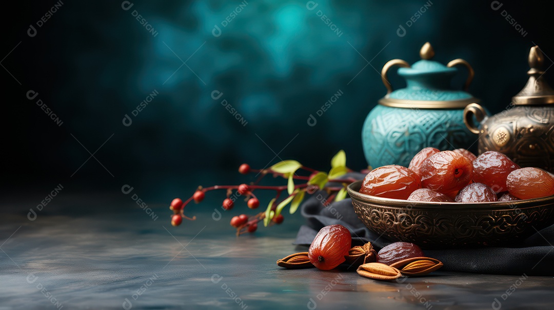 Tâmaras suculentas em uma tigela posta a mesa.