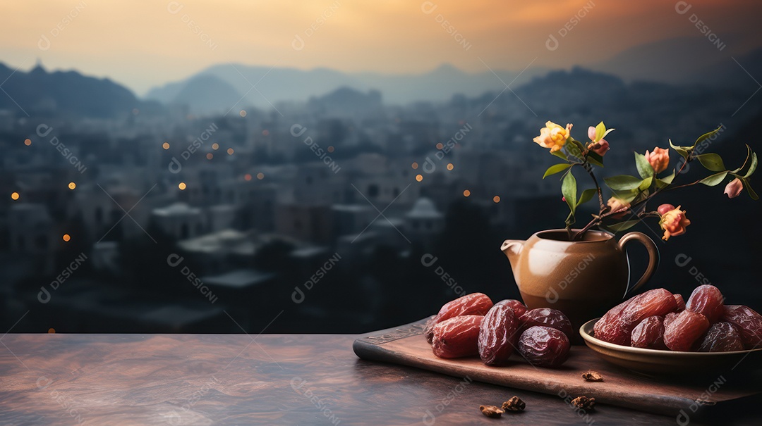 Mesa com decoração para a festa muçulmana.