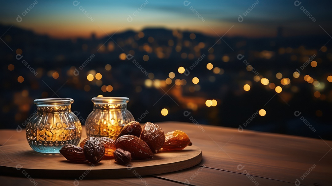 Mesa com decoração para a festa muçulmana.