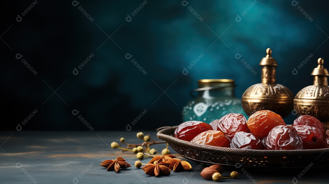 Mesa com decoração para a festa muçulmana.