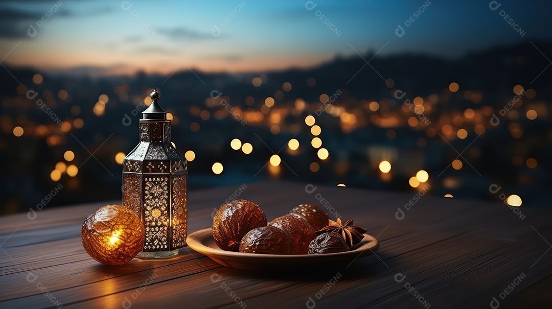 Mesa com decoração para a festa muçulmana.