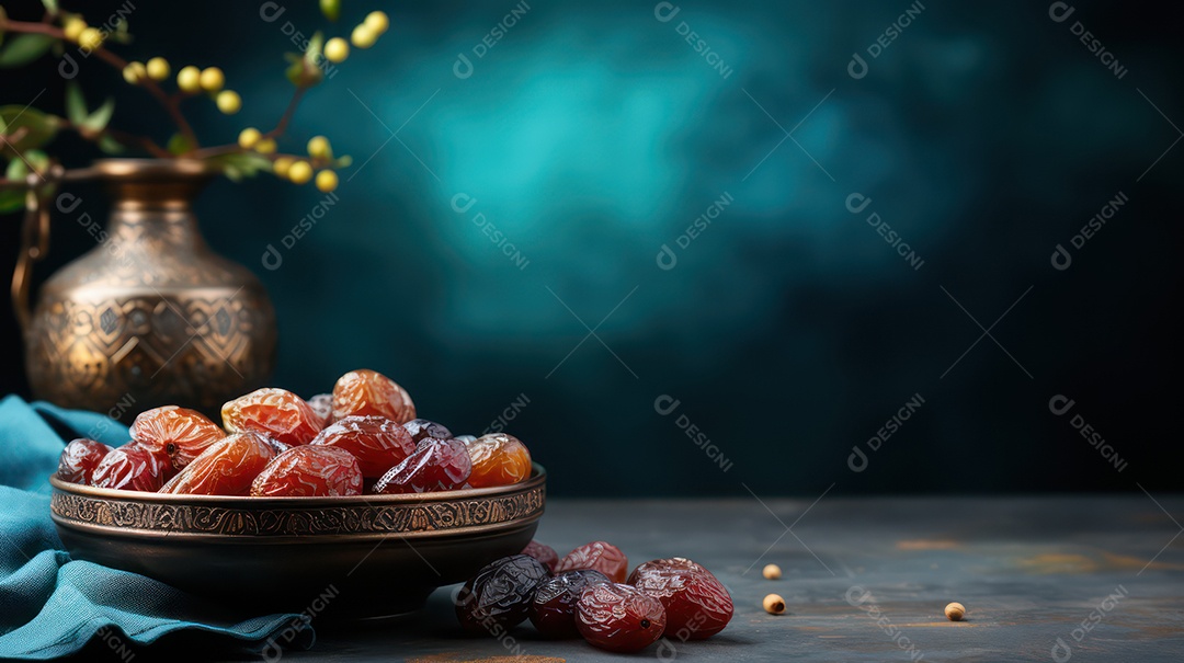 Mesa com decoração para a festa muçulmana.