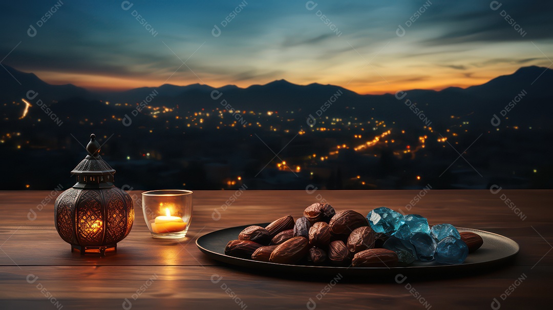 Mesa com decoração para a festa muçulmana.